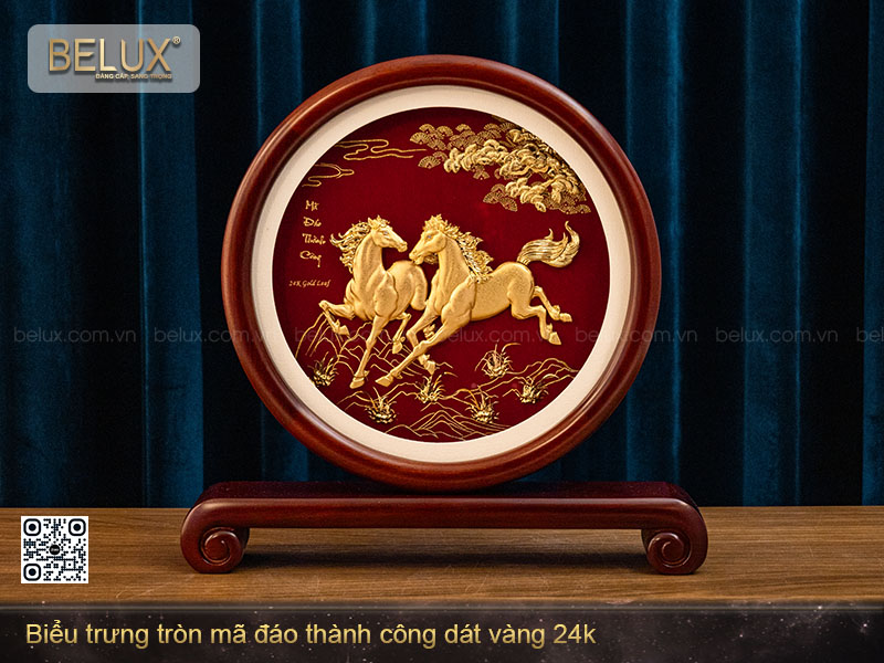 Biểu Trưng Tròn Mã Đáo Thành Công Dát Vàng 24k